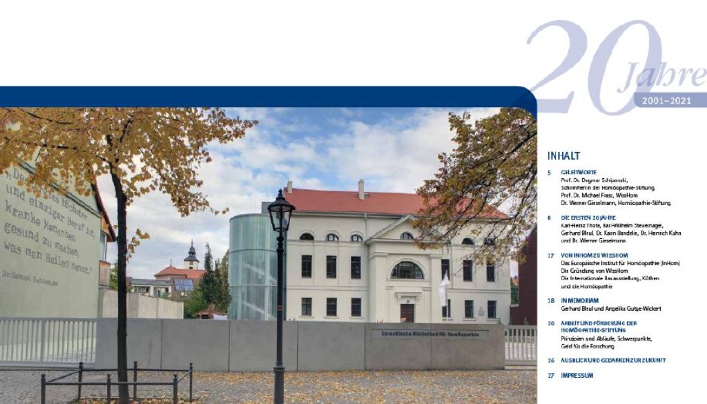 20 Jahre_HomöopathieStiftung_Festschrift